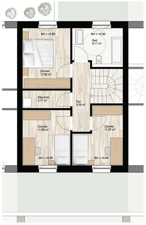 Haus B Grundriss ohne Maßstab