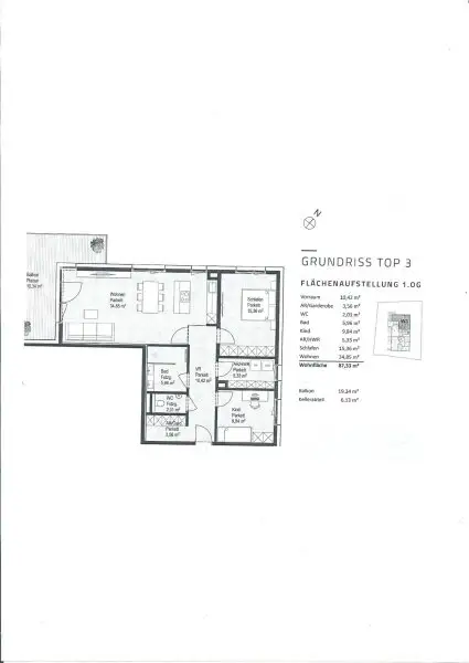 Plan - Wohnen am Fuße des Gaisberges - 3 Zimmer Wohnung mit großem Balkon Kauf Parsch Salzburg