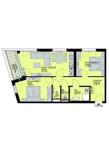 Sehr helle 3 Zimmerwohnung im 14. Bezirk - Top 04