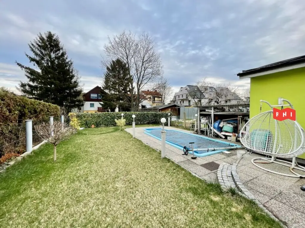 Erweiterbares 4 Zimmer Einfamilienhaus mit Garage, Pool & Gartenhaus