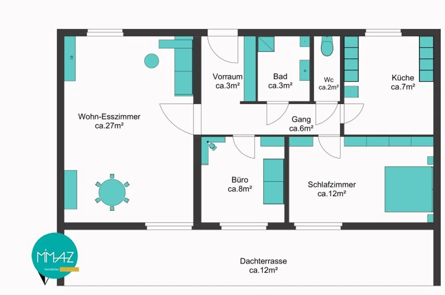 SONNIGE AUSSICHTEN! ERSTBEZUG mit STYLE! Dachterrassen-Glück & 3 Zimmer im 5. Liftstock - DÖBLING DELUXE!