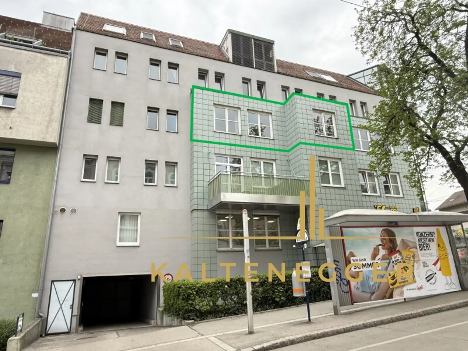 Hausansicht – markierte Lage der Wohnung im 3. Obergeschoss