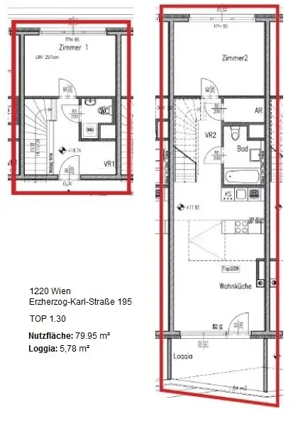 Helle Loggiawohnung mit 3 Zimmern, nähe U2-Station Aspernstraße!
- Achtung Finanzierungsbeitrag!