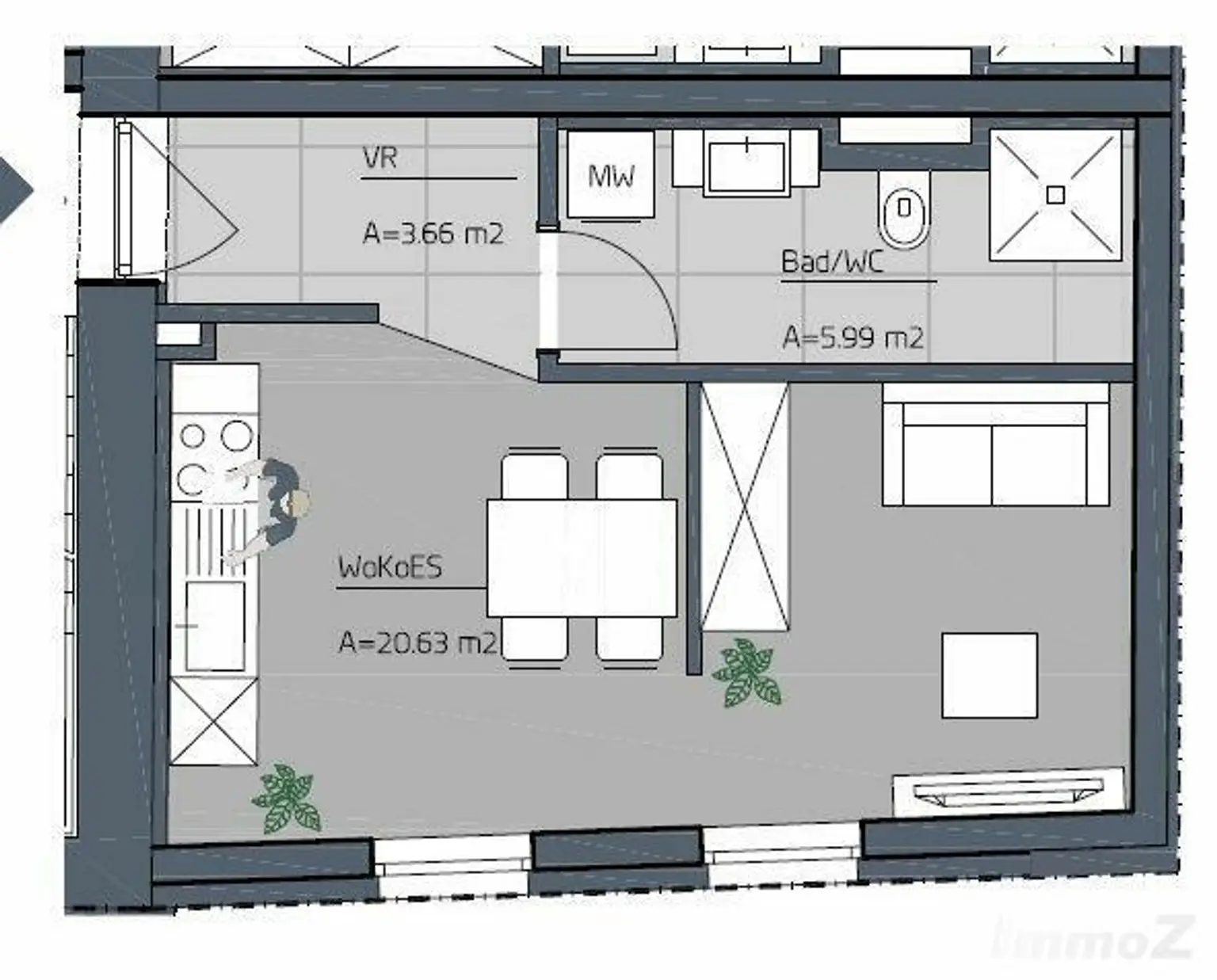 Gut geplante Garconniere im 2.OG mit Lift - ab 1.10.2025