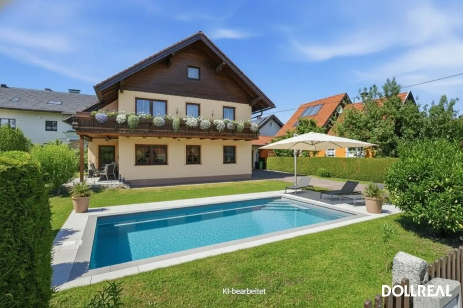 KI Bild, großer Pool - eine mögliche Realisierung ist ggf. prüfen.