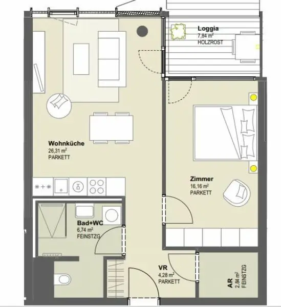 UNBEFRISTETE 2-Zimmer Neubauwohnung mit Loggia und vielen Extras im Haus!