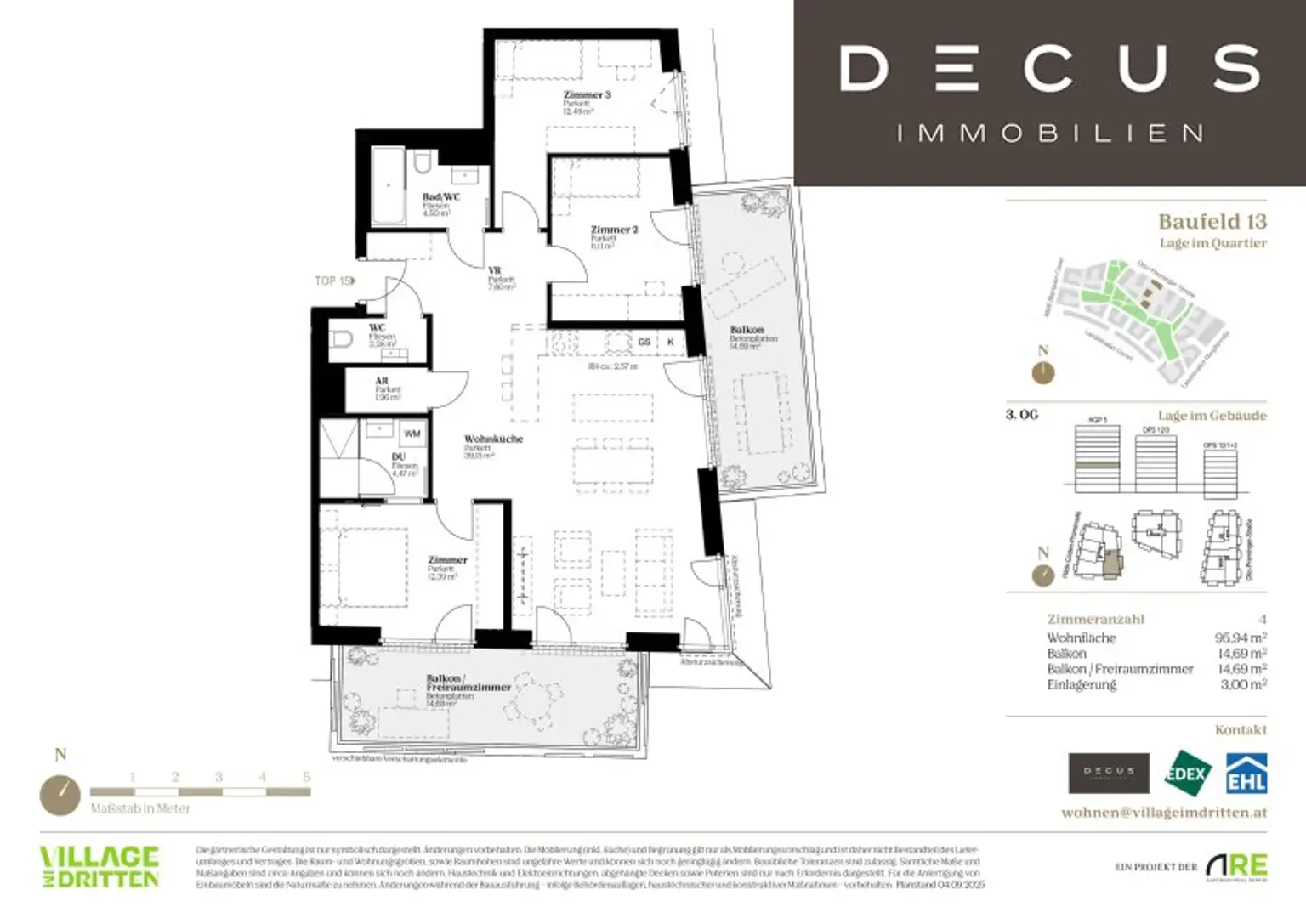 4 ZIMMER + VILLAGE IM DRITTEN + BAUFELD 13 + ERSTBEZUG + EIGENTUMSWOHNUNGEN + STADTQUARTIER IM DRITTEN