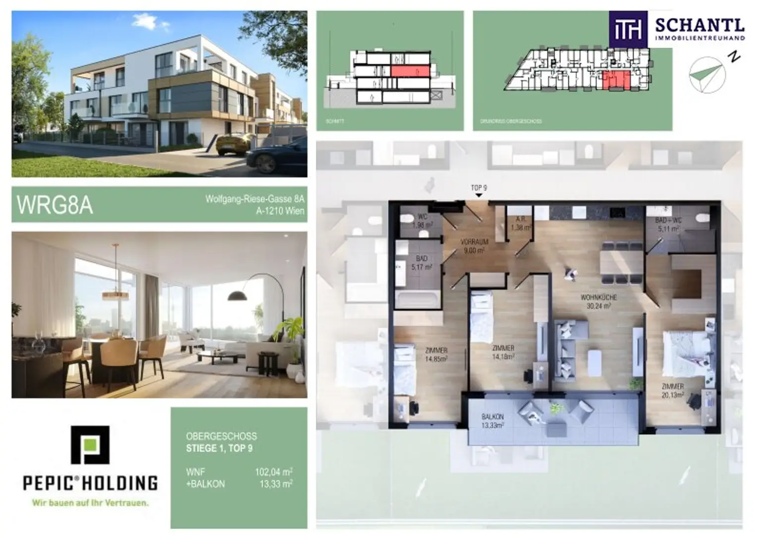 NEUES WOHNGLÜCK in Floridsdorf + TOP 1/9 + moderne Erstbezugswohnungen + exklusive Ausstattung + Luftwärmepumpe + Deckenkühlung