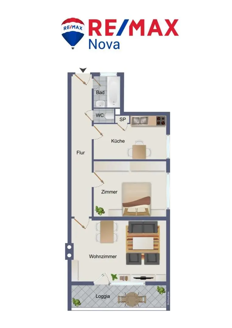 Frisch Renovierte 2-Zimmer Wohnung mit Loggia