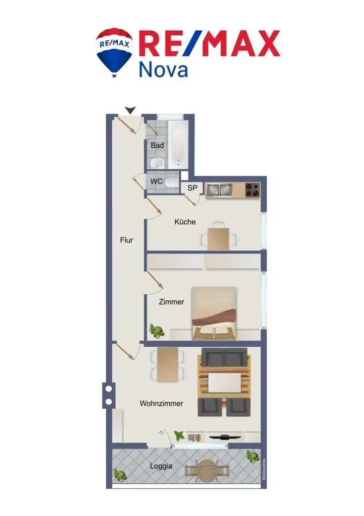 Frisch Renovierte 2-Zimmer Wohnung mit Loggia