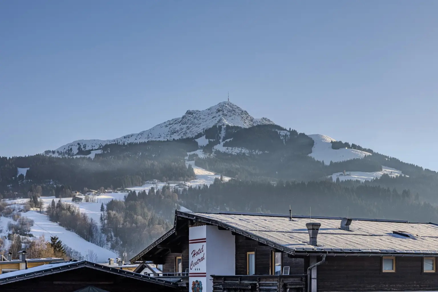 Blick Kitzbüheler Horn vom Wohnzimmer aus