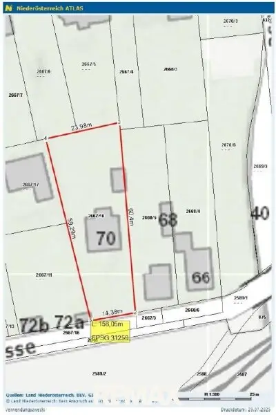 BGD 3430 Tulln - Lageplan mit ca. Massen