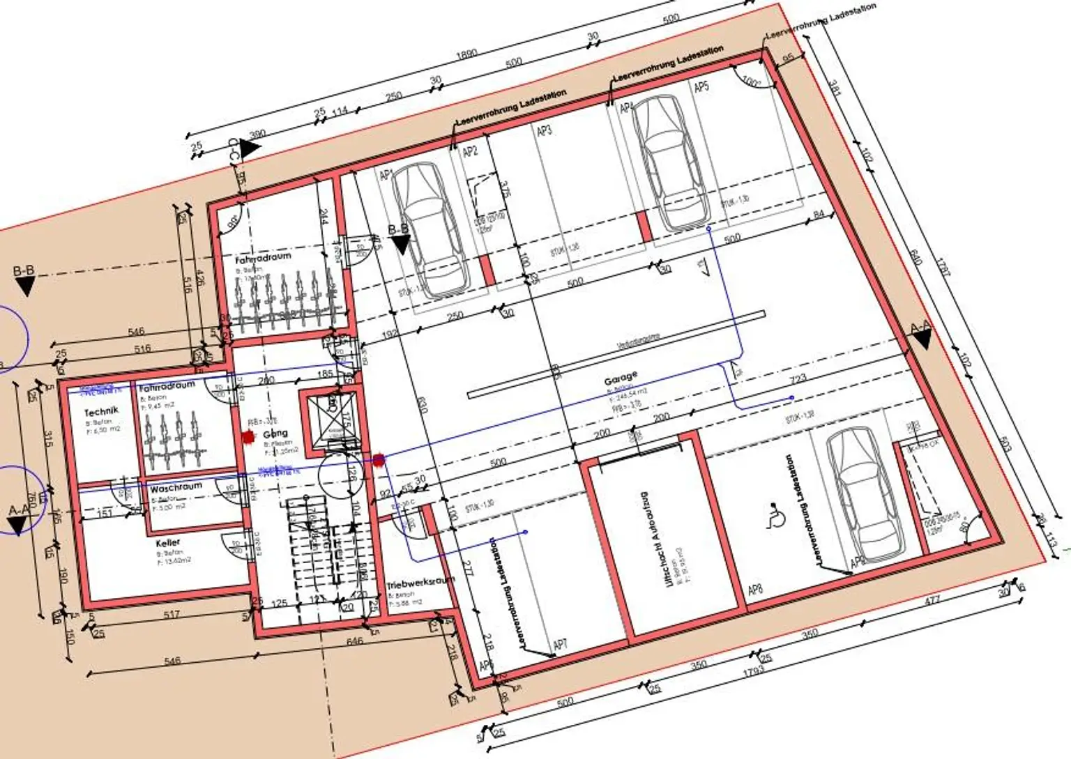 Grundriss Tiefgarage