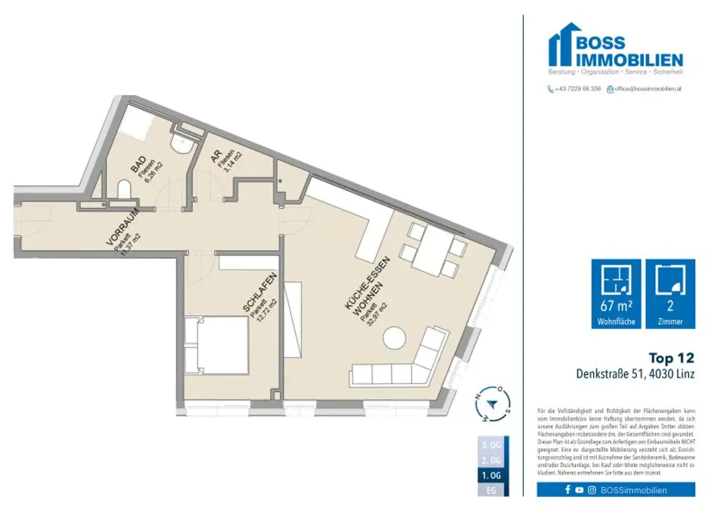 Grundriss Denkstraße 51, Top 12