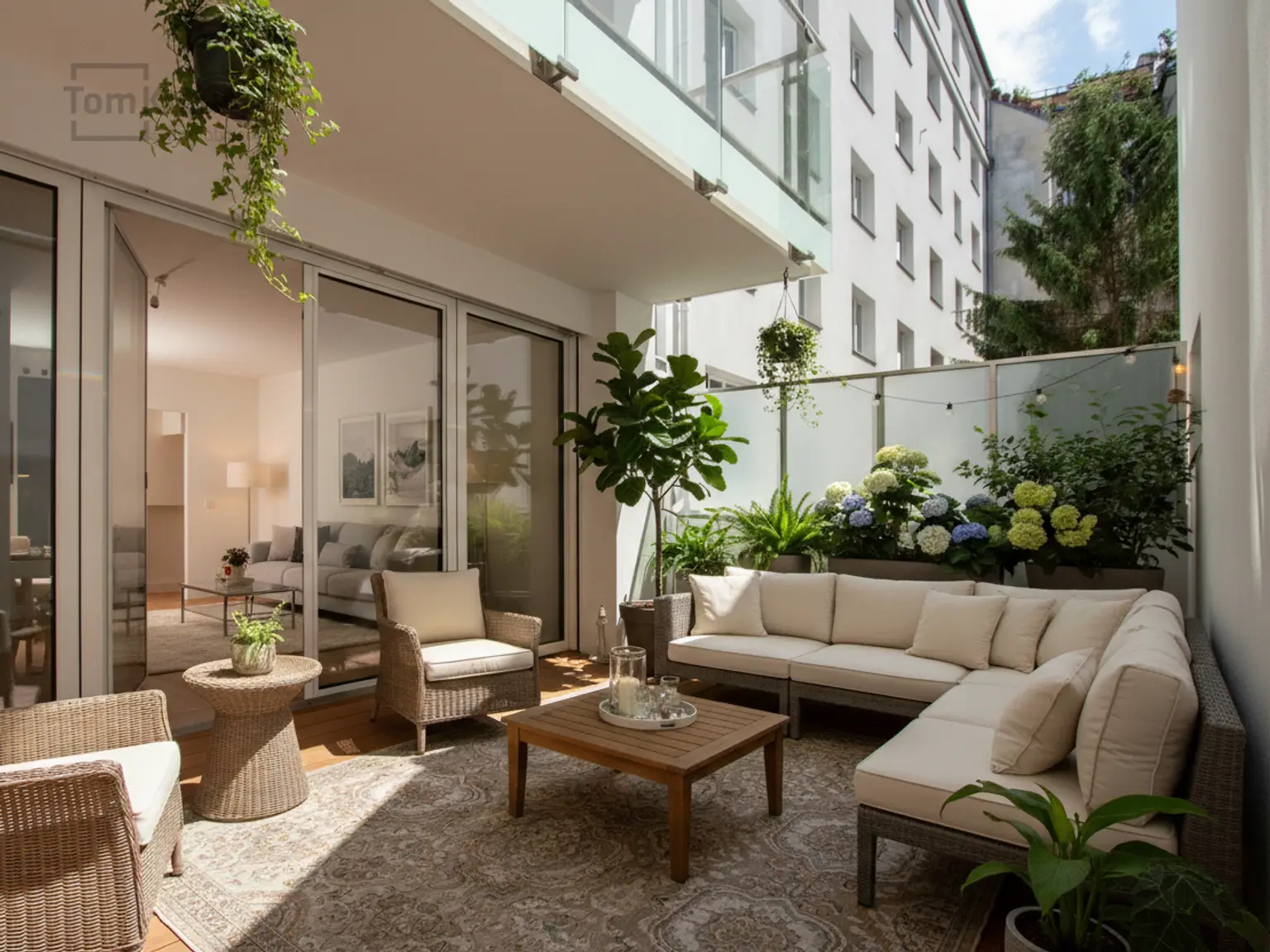 Großezügige Terrasse staged