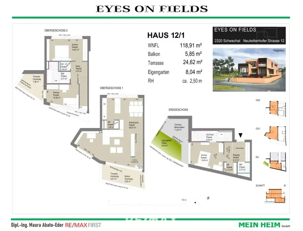Erstbezug-Doppelhaushälften in Schwechat mit Luxus-Ausstattung und Panoramablick über den Felmeyergarten. Grünruhelage mit sehr guter Infrastruktur in Gehweite