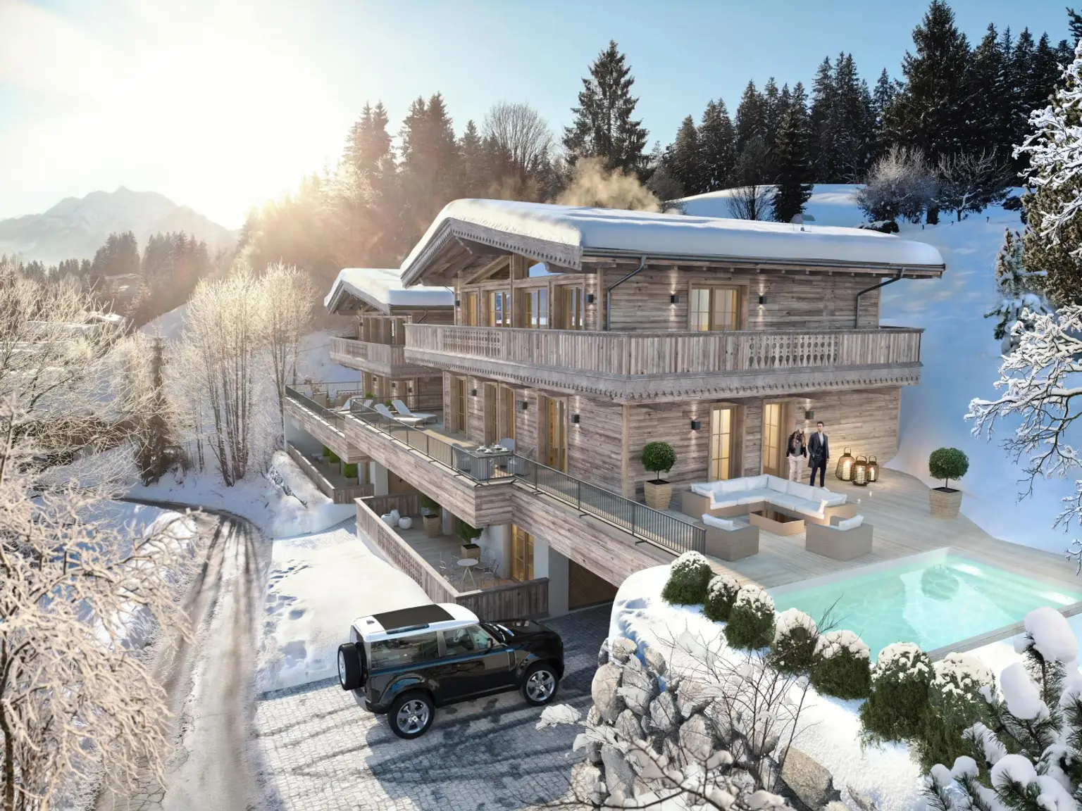 Zwei trendige Chalets mit endloser Aussicht
