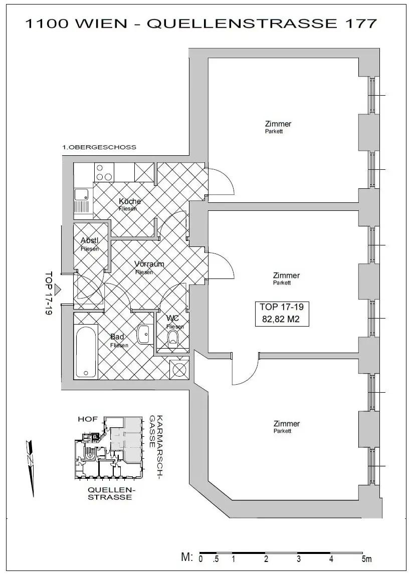 Befristet vermietete 3-Zimmer-Wohnung im sanierten Altbau.