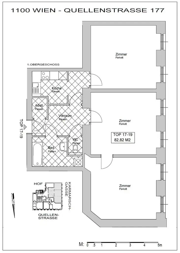 Befristet vermietete 3-Zimmer-Wohnung im sanierten Altbau.