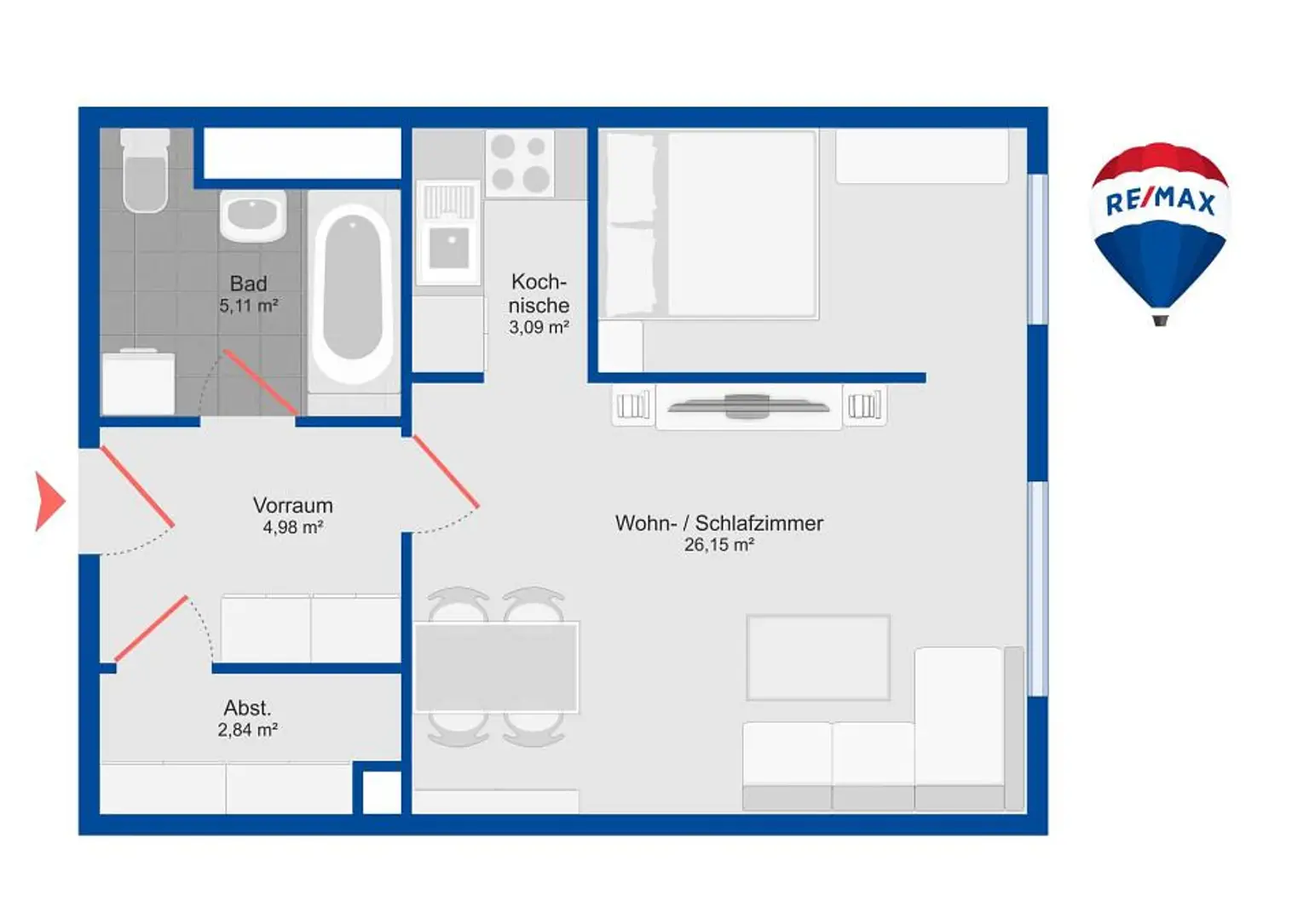 11. Mietwohnung 1100 Wien - Grundriss