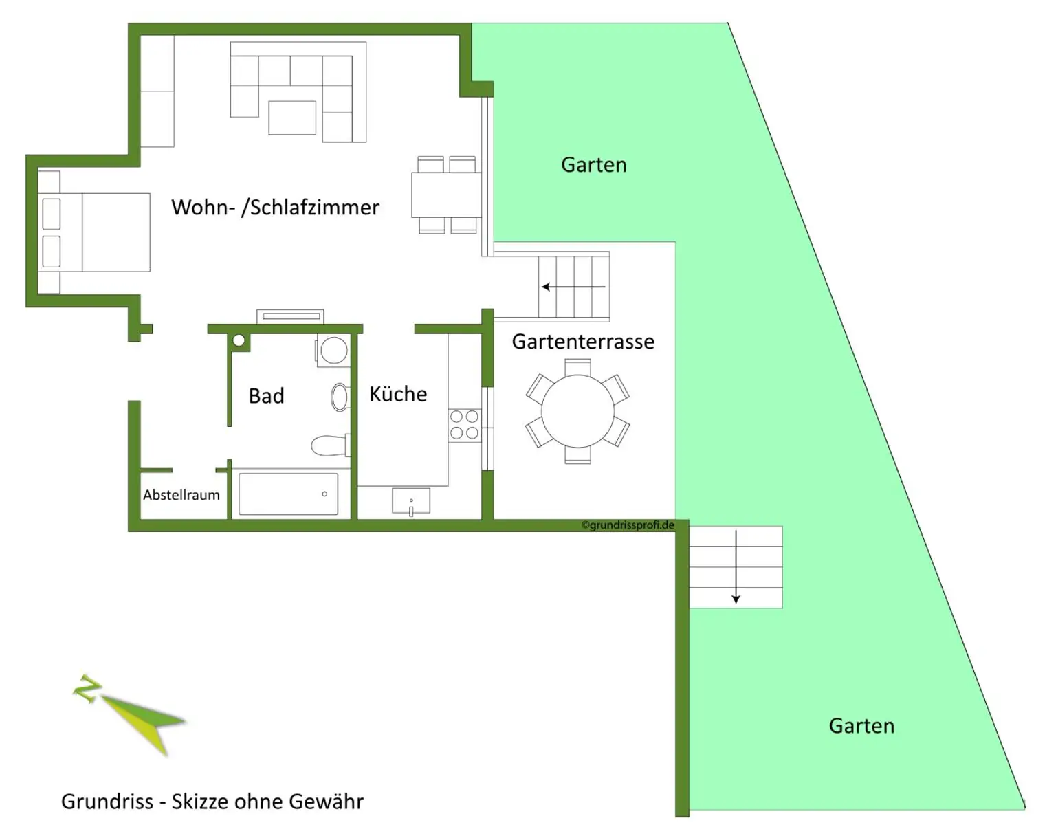 Wohnung mit Eigengarten in Grünruhelage beim Lainzer Tiergarten. Mietpreis inklusive Heizkosten und Warmwasser!
