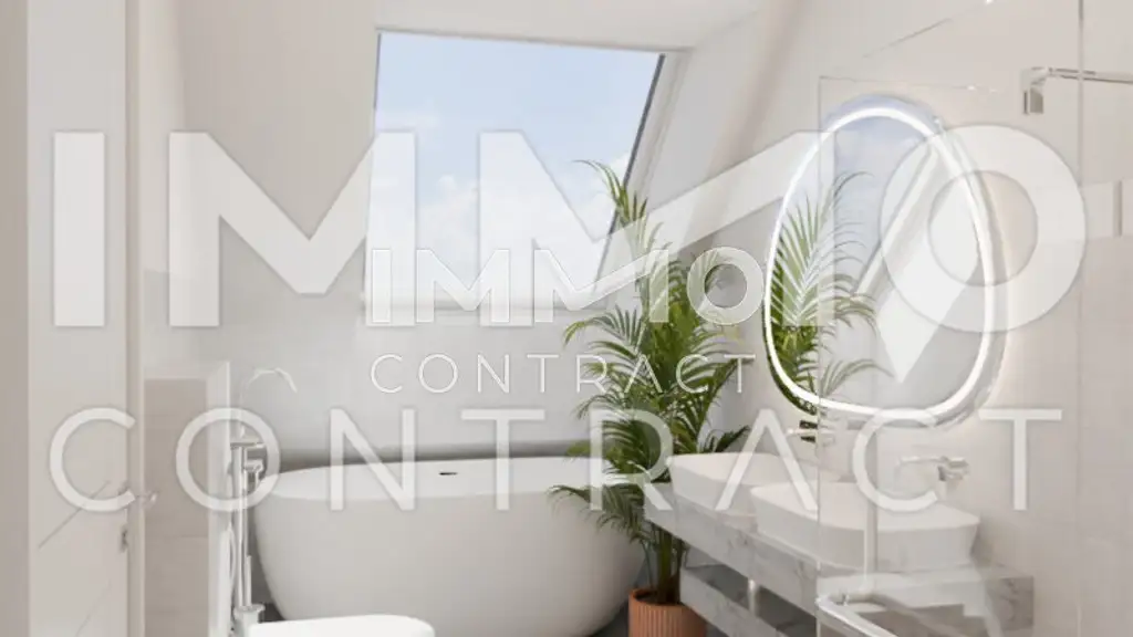 Außergewöhnliche Architektur im Neubau mit hohen Decken! 2 Terrassen auf Wohnebene! Provisionsfrei