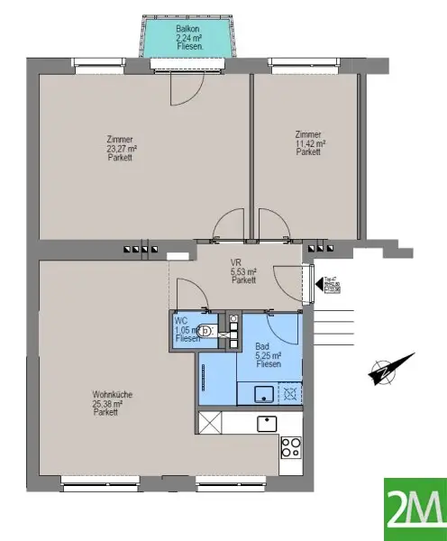 Gepflegte 3-Zimmer-Wohnung mit Balkon in Ruhelage