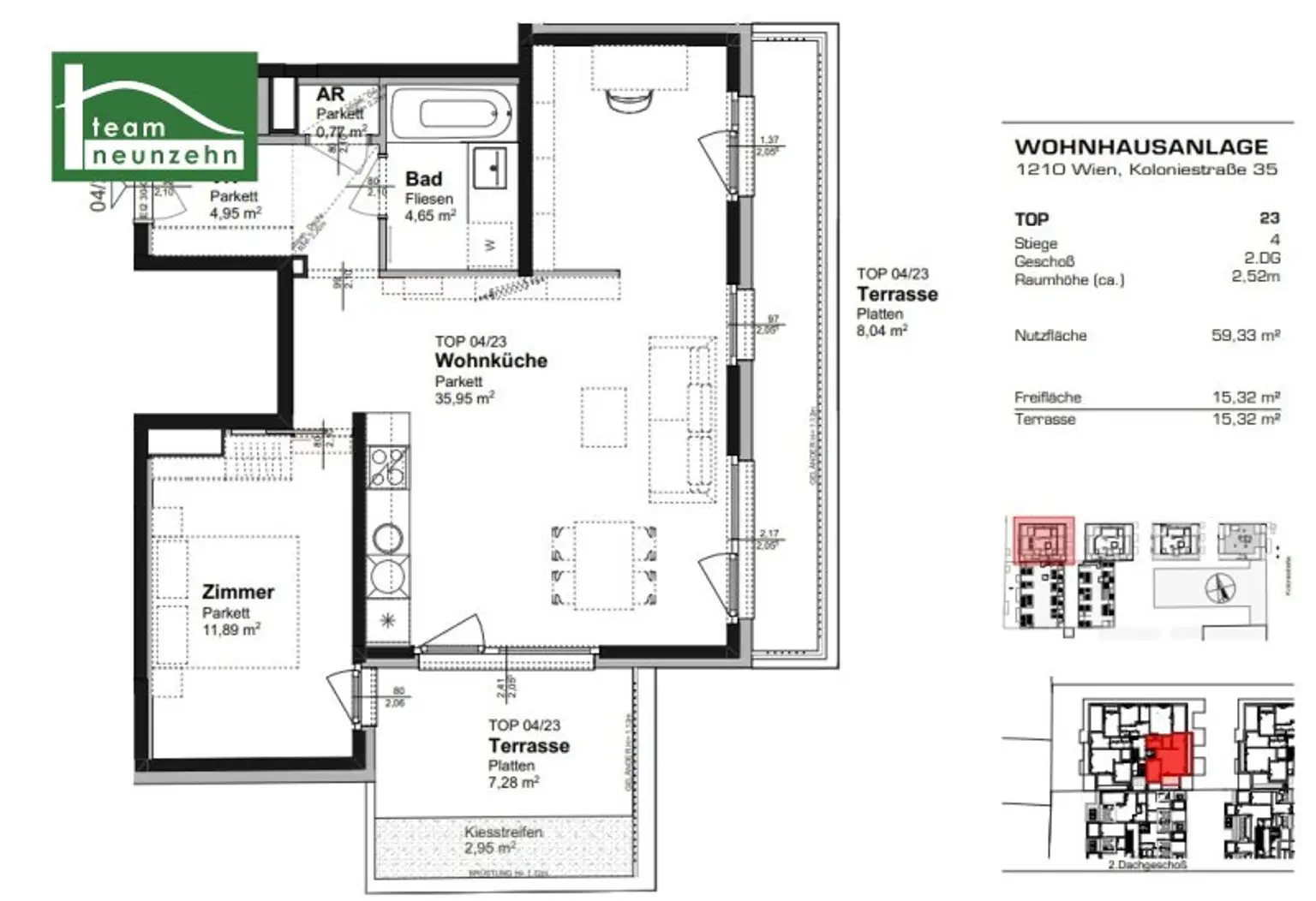 Kolo 35 - Tolle 2-Zimmer Wohnung mit Terrasse beim FAC-Platz nahe S-Bahn Jedlersdorf, Denglerpark und SCN!
