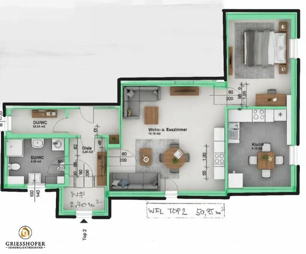 Entzückende und sehr gepflegte  2-Zimmer Wohnung in Bad Aussee