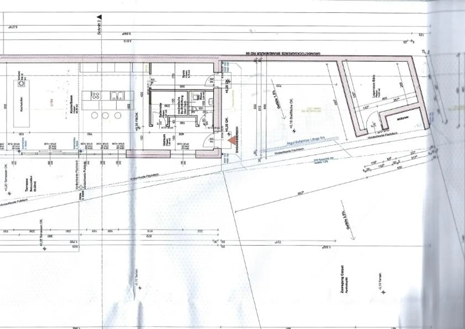 Grundriss Eingangsbereich mit Carport