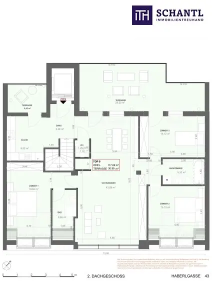 Exklusives Familienparadies über den Dächern – Stilvolle 4-Zimmer-Dachgeschosswohnung mit zwei Terrassen + moderner Luftwärmepumpe + Klimaanlage