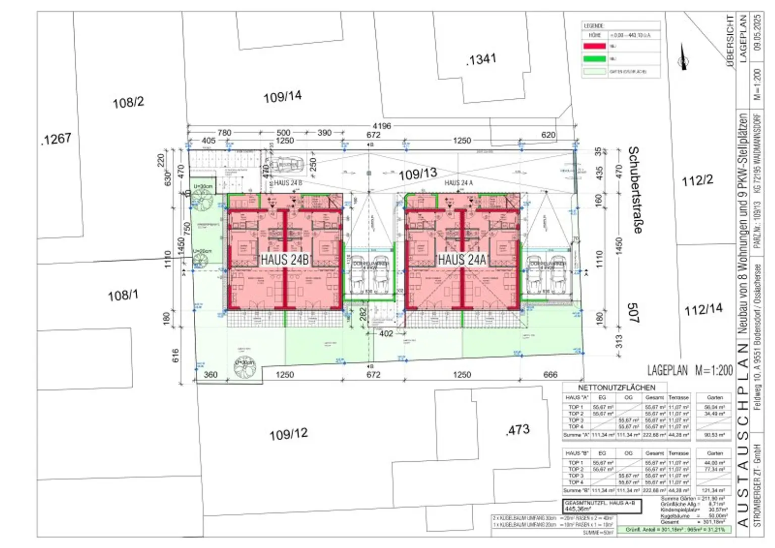 NEUBAU Kleinwohnanlage mit 2 Häuser und 8 Wohnungen in Waidmannsdorf - Schubertstraße