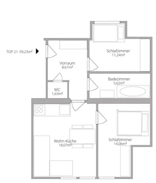 Vollmöblierte Dachgeschoss-3-Zimmer-Wohnung Nähe WU/ WG geeignet
