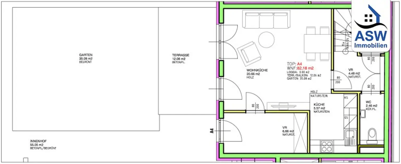 Bürowidmung: Perfekt aufgeteilte 3-Raum-Maisonette mit Terrasse und Garten