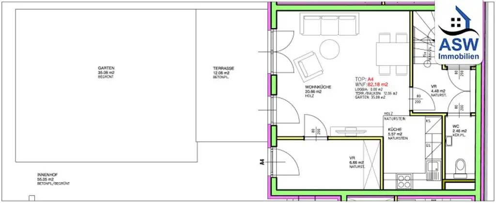 Bürowidmung: Perfekt aufgeteilte 3-Raum-Maisonette mit Terrasse und Garten