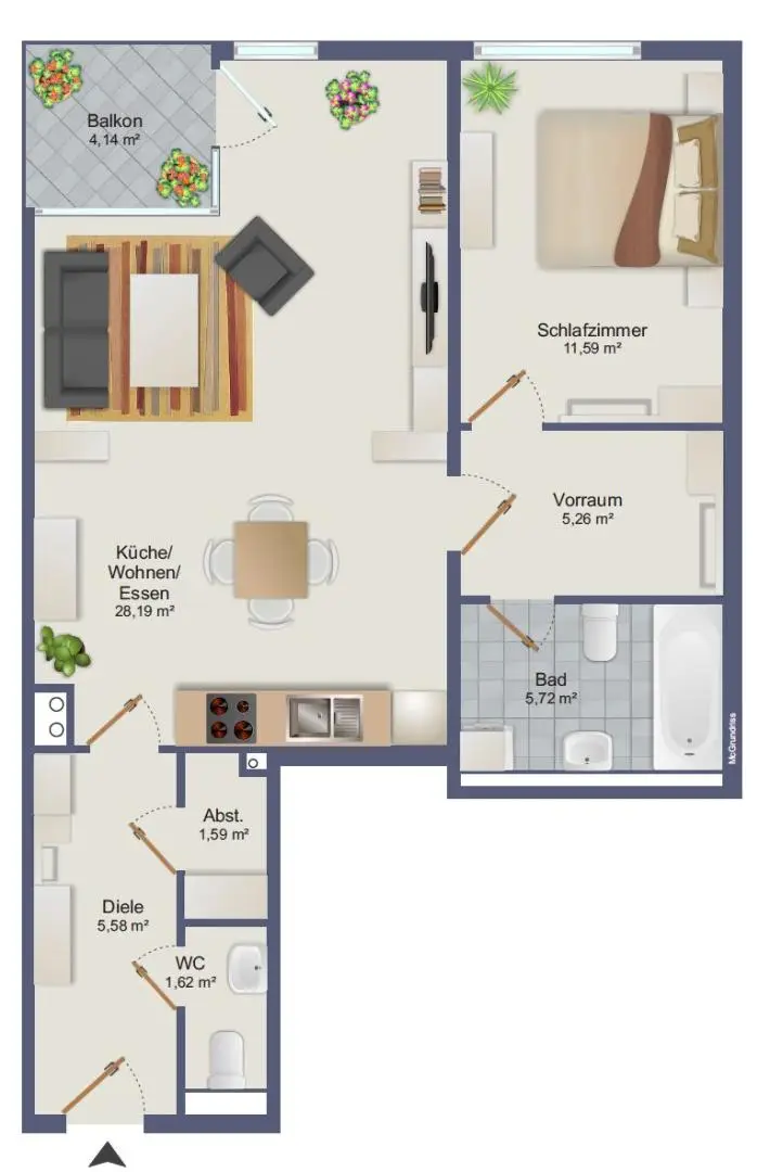 Mietwohnung mit Balkon in ruhiger Lage mit Lift in Gratkorn