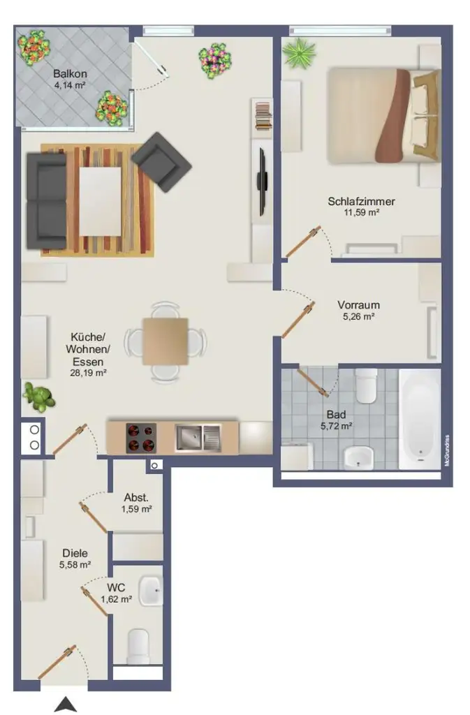 Mietwohnung mit Balkon in ruhiger Lage mit Lift in Gratkorn