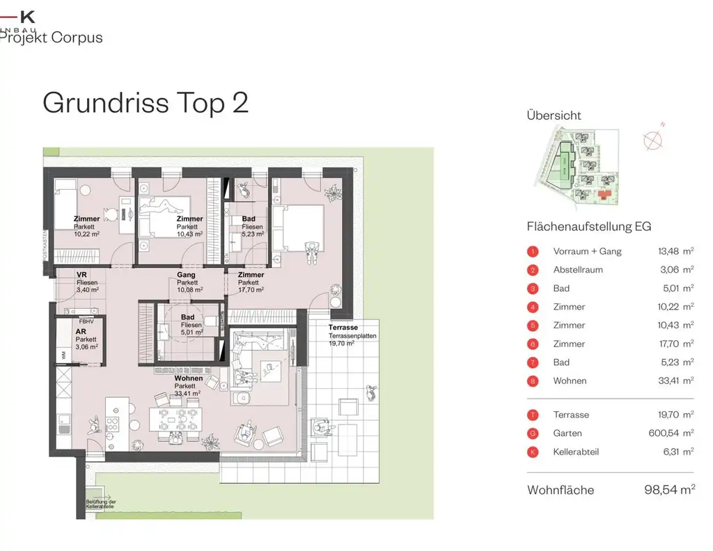 4-Zimmer-Gartenwohnung B2-Top 2 | Wohnen im Herzen von Grödig