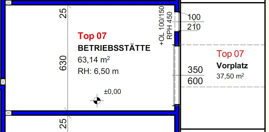 Betriebs-/Produktions- oder Lagerhallen mit Flächen von 63 - 117 m² zu verkaufen in Vöcklabruck / Nähe Varena (Top 07)