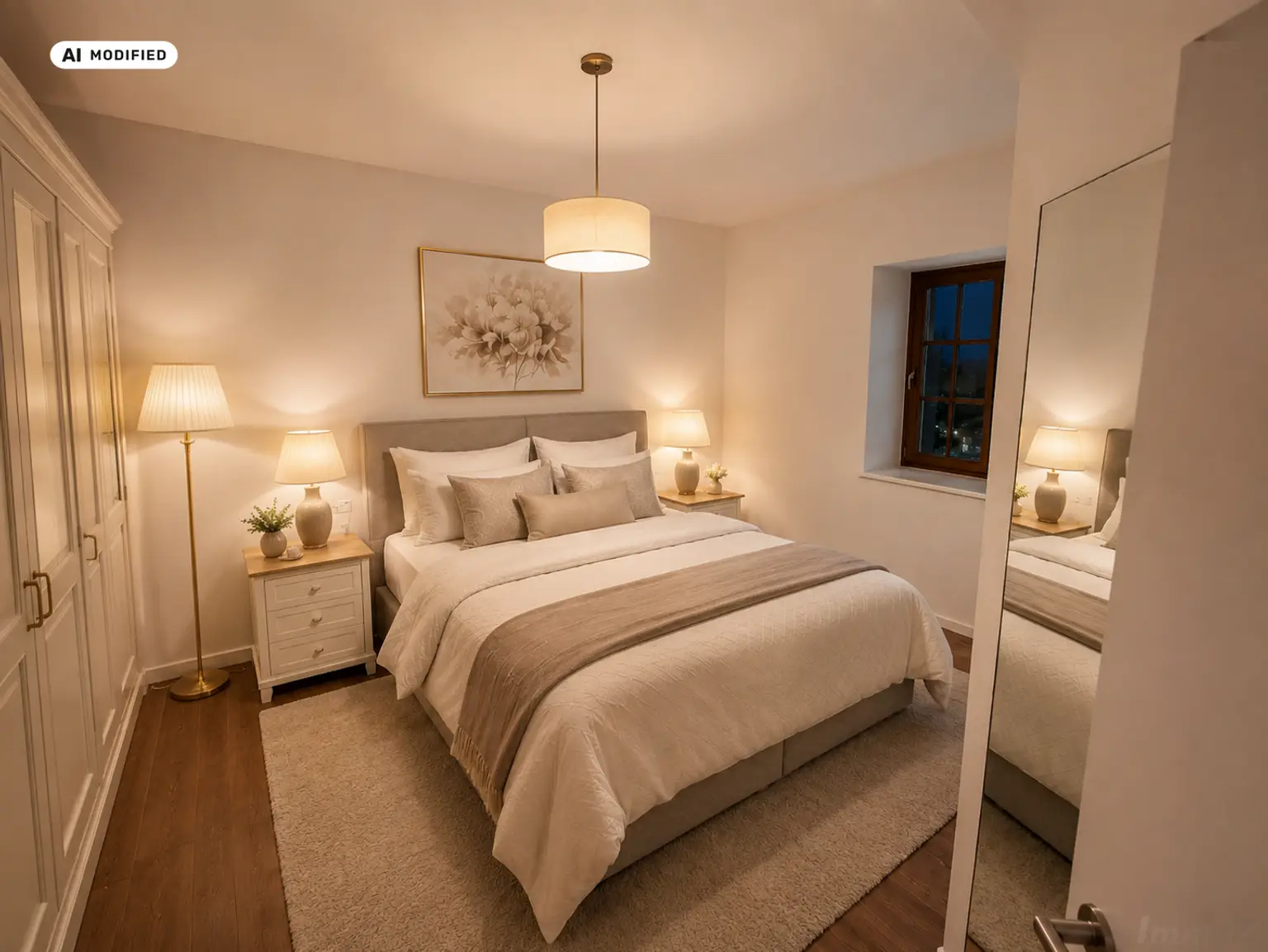 KI-bearbeitet – Schlafzimmer im DG