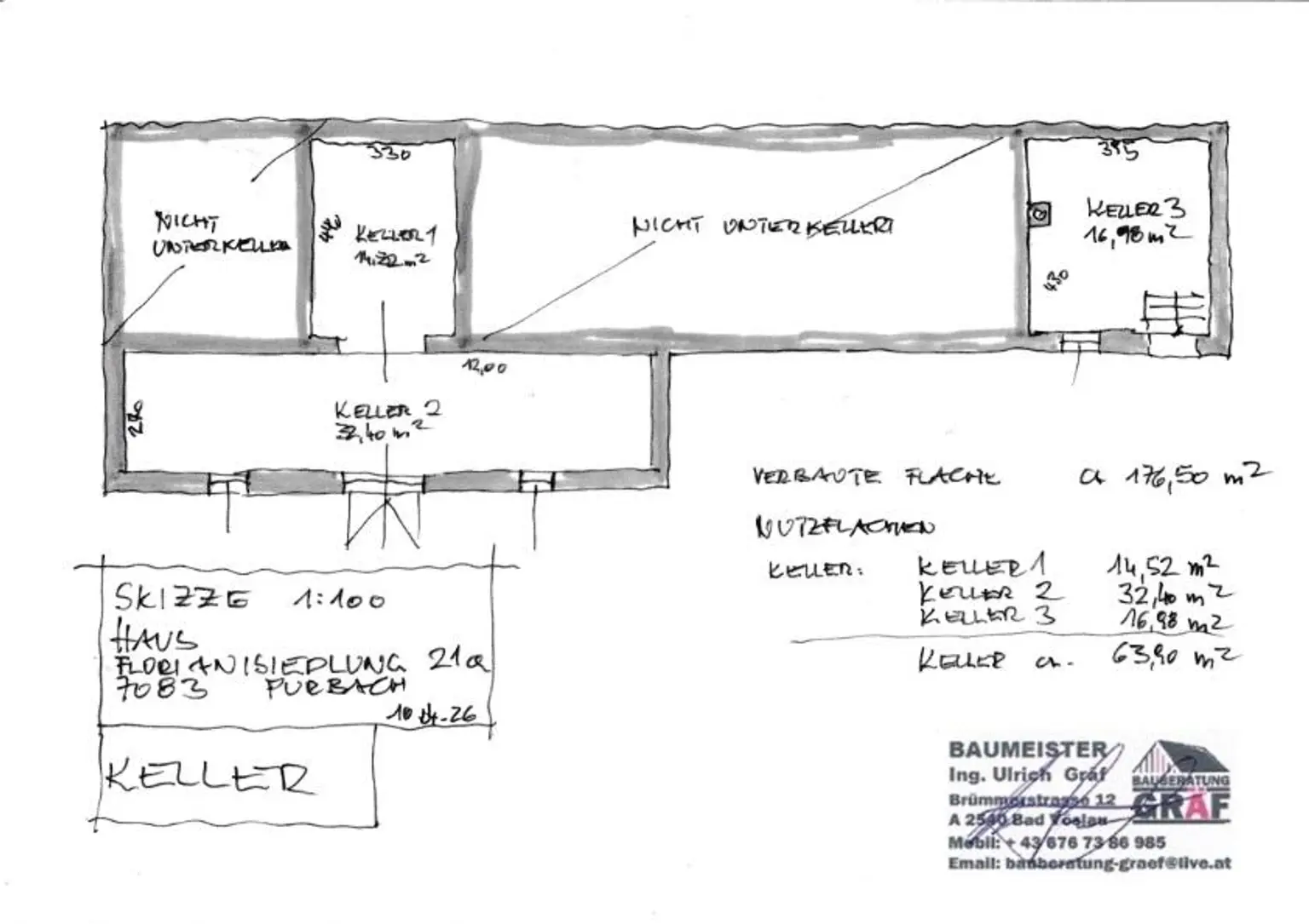 Grundriss Teilkeller