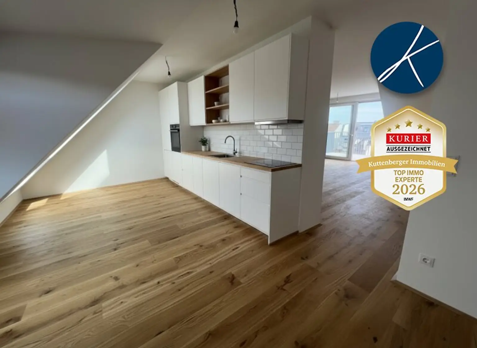 Küche, Parkett, 26 m² - Beispielhafte Küchenausstattung - wird vom Vermieter gestellt