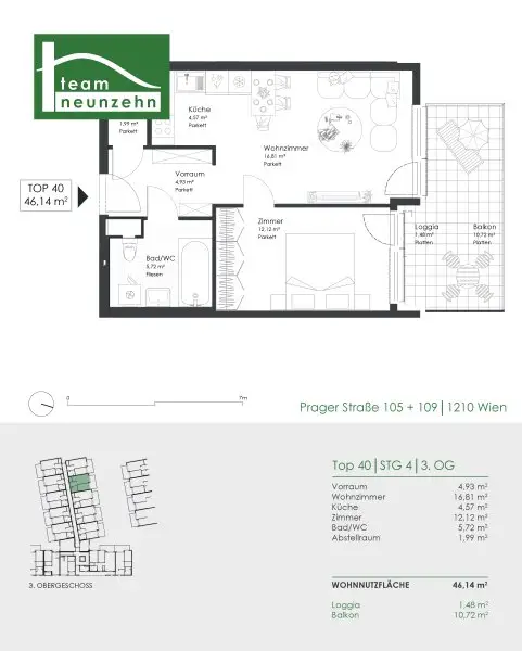 Ruhige Innenhof-Wohnung mit Abstellraum und großem Balkon - Straßenbahn 26 vor der Tür, S-Bahn in der Nähe!