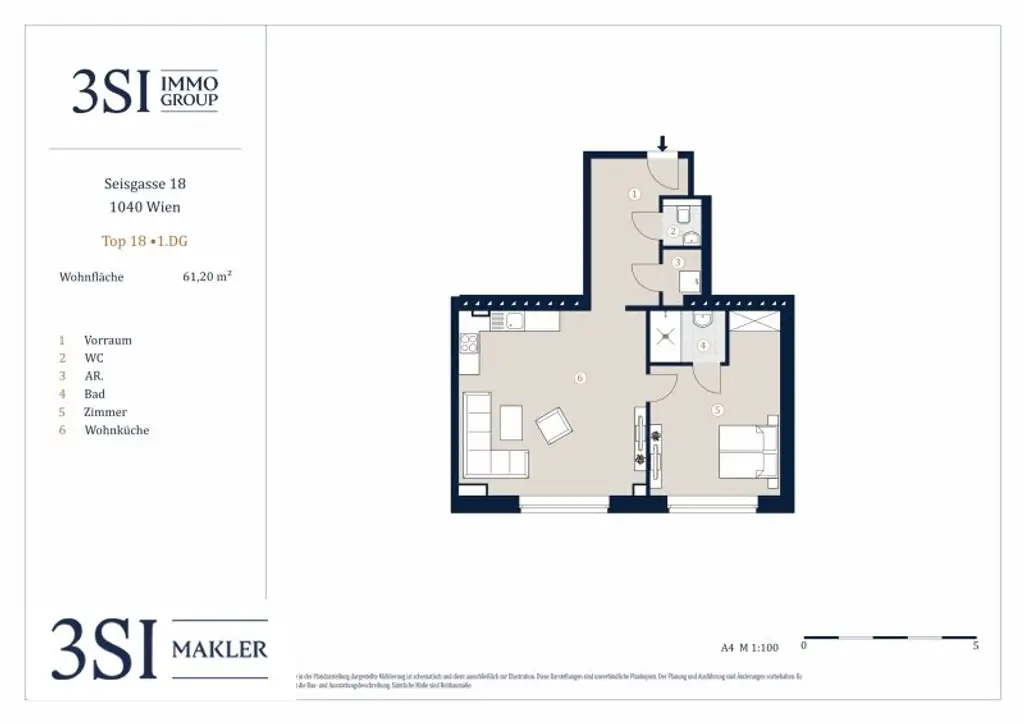 Luxuriöses Wohnen über den Dächern Wiens - Elegante 2-Zimmer- Dachgeschoßwohnung