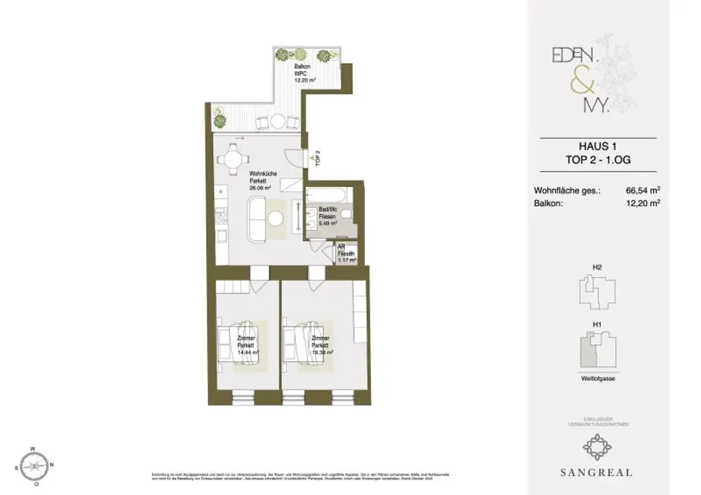 EDEN & IVY - STILVOLLE 3-ZIMMER-WOHNUNG MIT BALKON