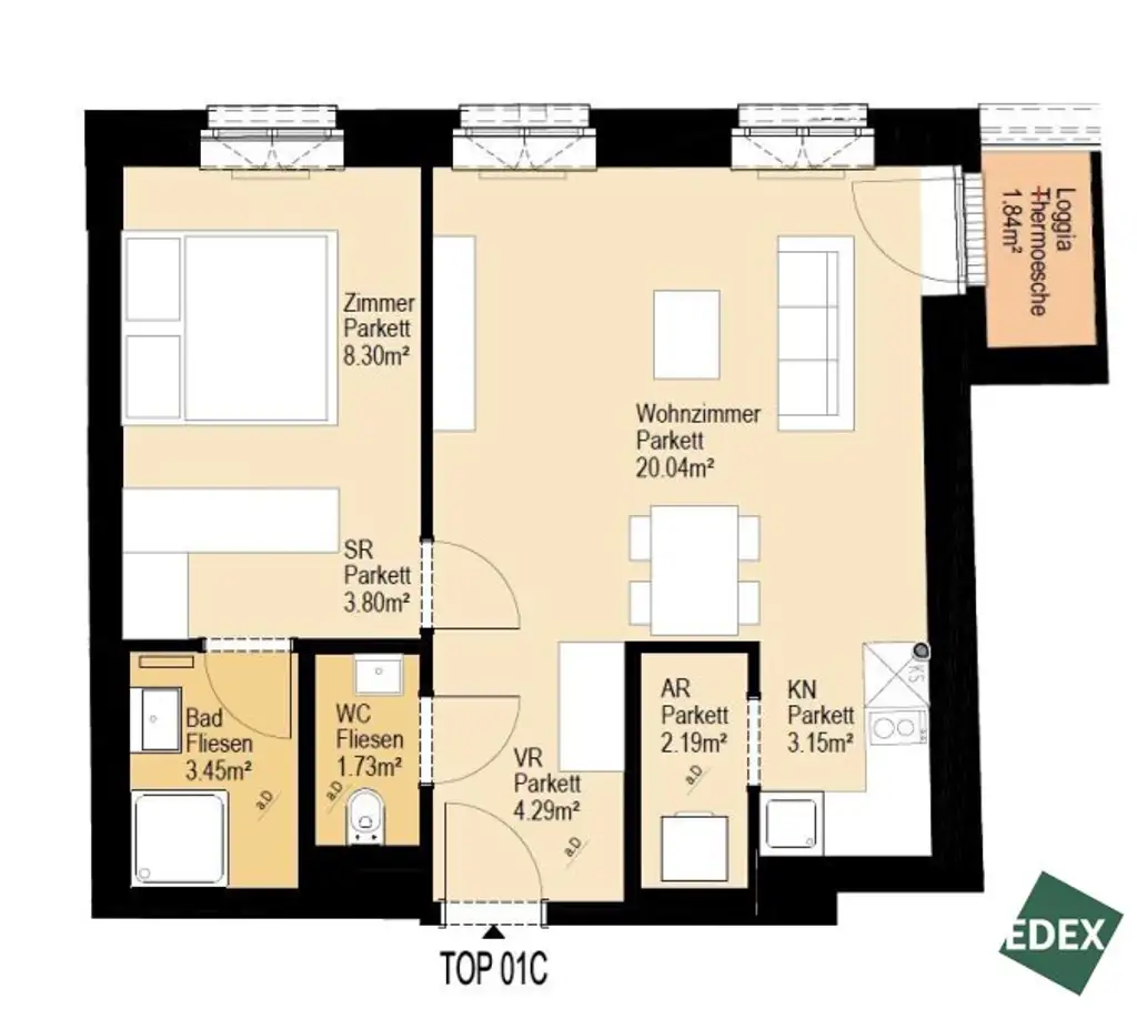 Erstbezug nach Sanierung: Schöne 2 Zimmer-Wohnung mit Loggia und Top-Anbindung