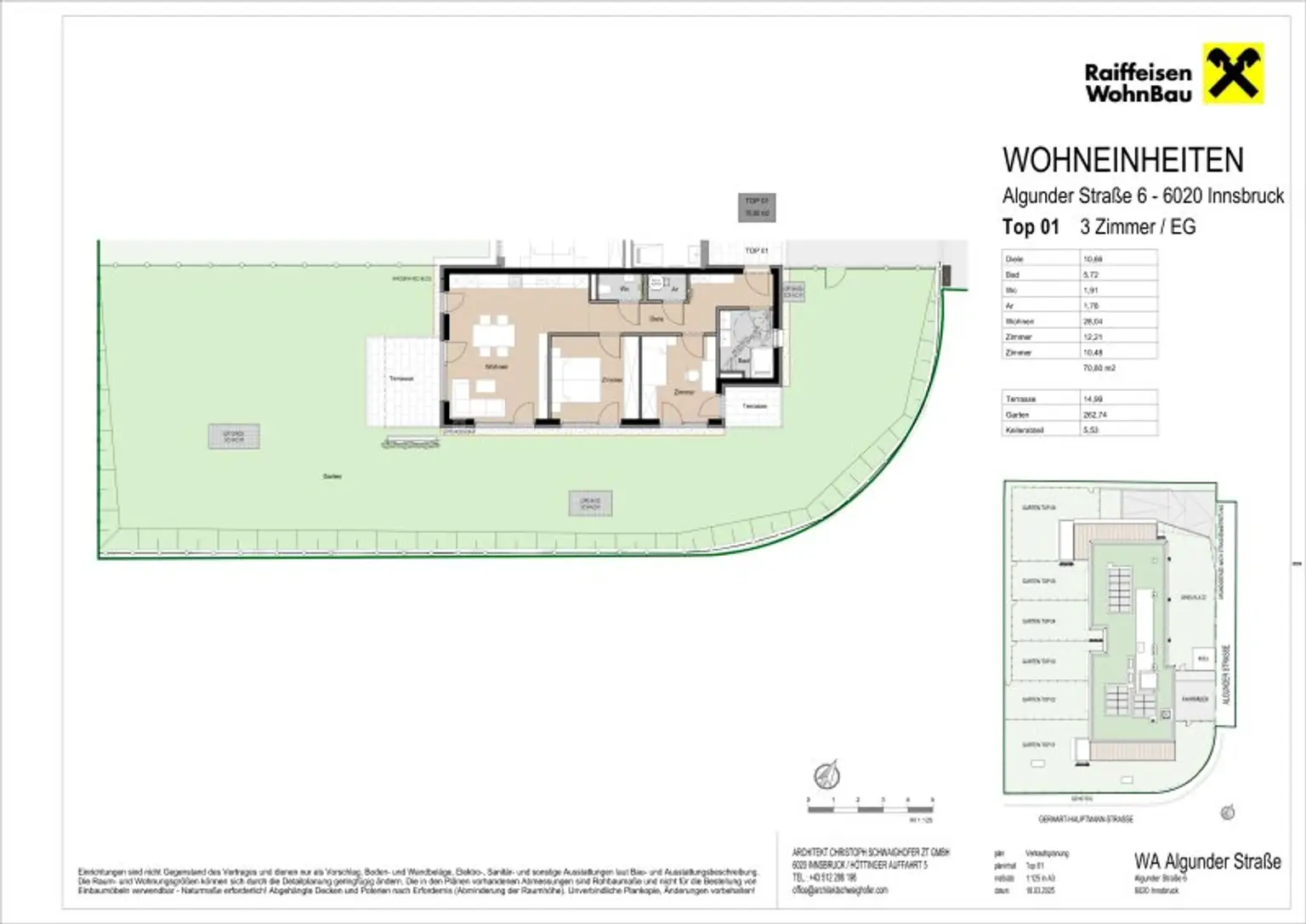 Grundriss Top 1 mit Garten