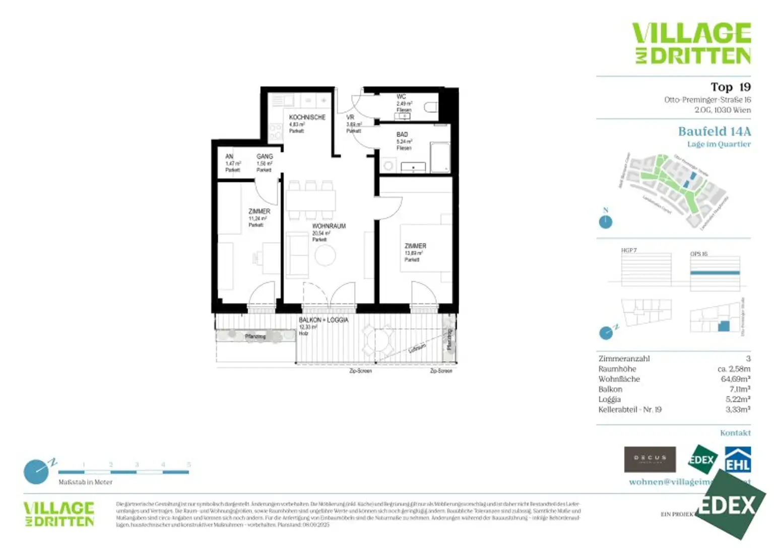 VILLAGE IM DRITTEN | PROVISIONSFREIE 3-ZIMMER WOHNUNG MIT BALKON