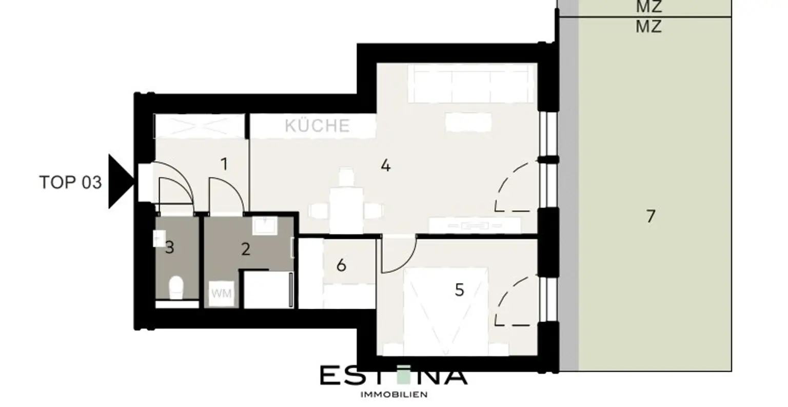 2 Zimmer Garten