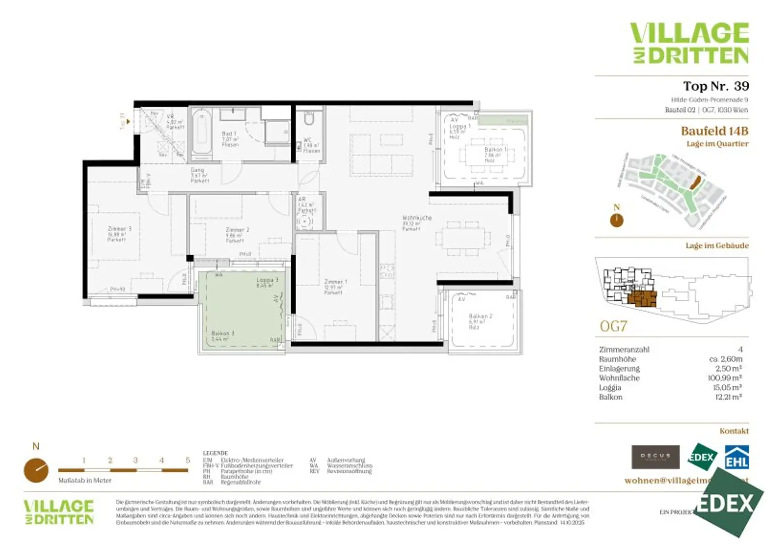 VILLAGE IM DRITTEN | MODERNE 4-ZIMMER WOHNUNG MIT BALKON & LOGGIA